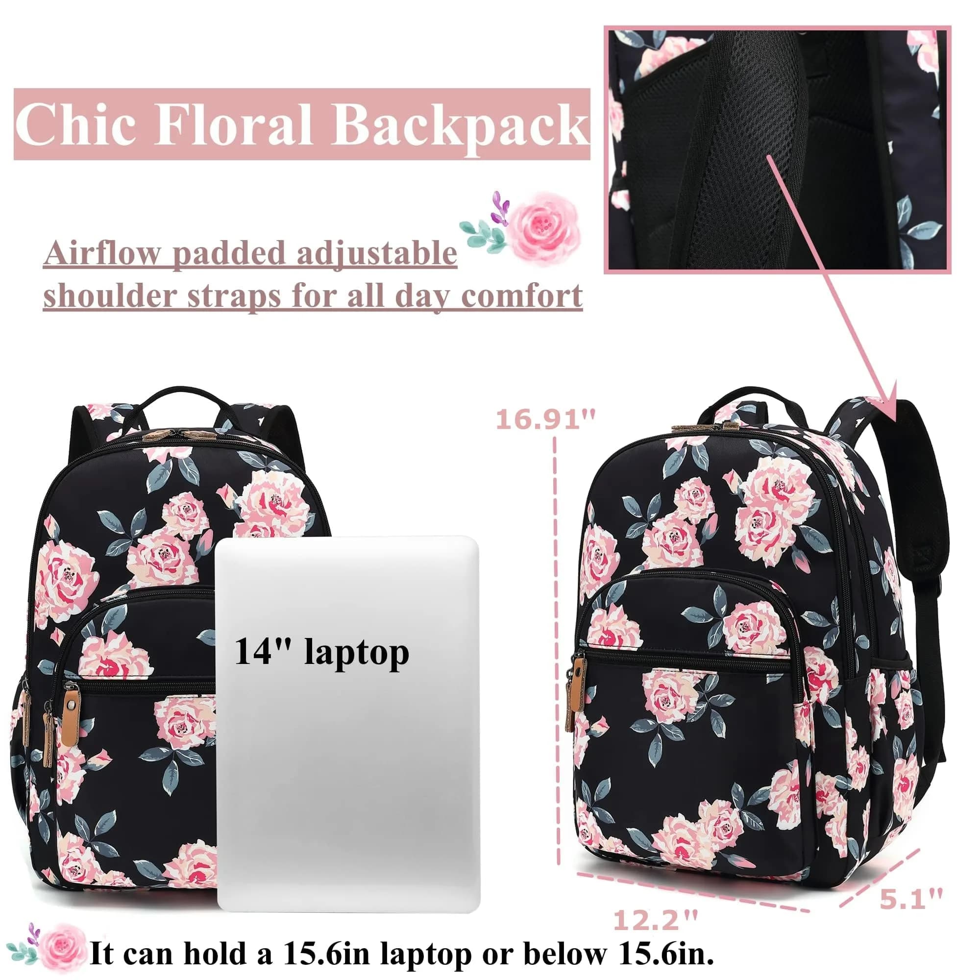Leaper Comfortable Travel Backpack for Women - 17L (0.65kg) | Vintage Mermaid Print Daypack thumbnail 4