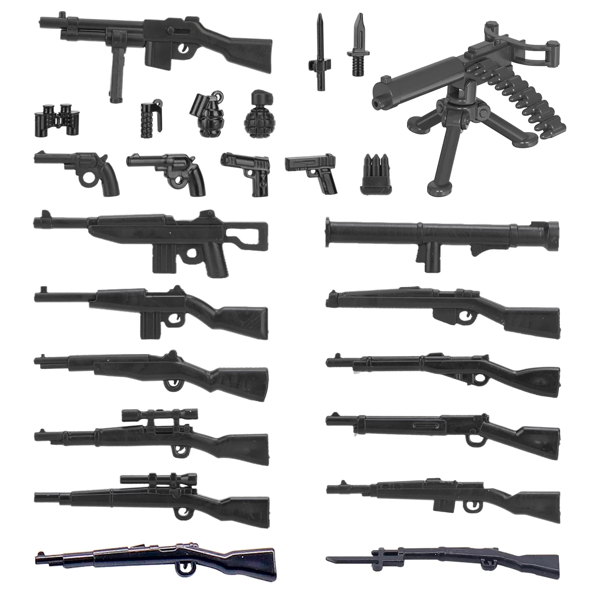 HIMIRICH Military Weapons Pack Building Blocks Model Set 25 PCS (13.0 cm x 6.7 cm x 1.9 cm) | ASTM-Tested Non-Toxic Toy — Black