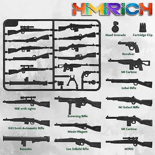 HIMIRICH Military Weapons Pack Building Blocks Model Set 25 PCS (13.0 cm x 6.7 cm x 1.9 cm) | ASTM-Tested Non-Toxic Toy thumbnail 2