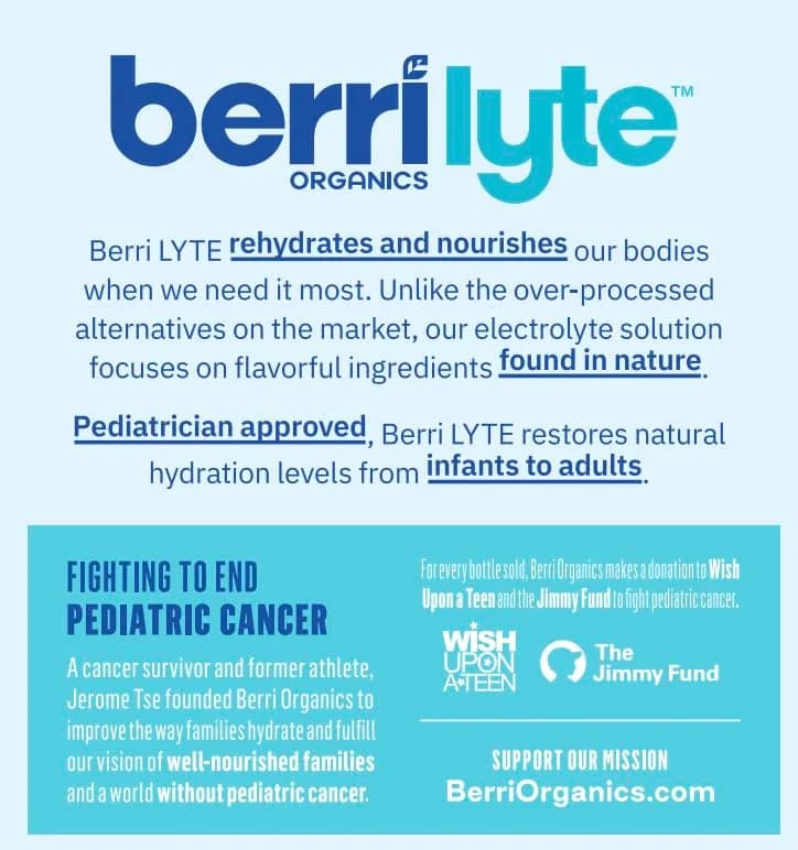 BERRILYTE Plant Based Organic Electrolyte Solution 1L | Pediatric Rehydration with Natural Electrolytes thumbnail 6