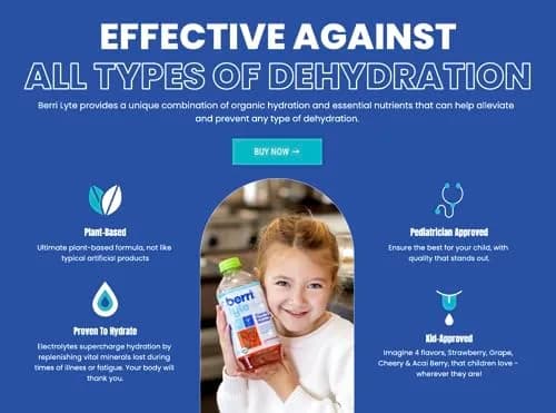 BERRILYTE Plant Based Organic Electrolyte Solution 1L | Pediatric Rehydration with Natural Electrolytes thumbnail 8