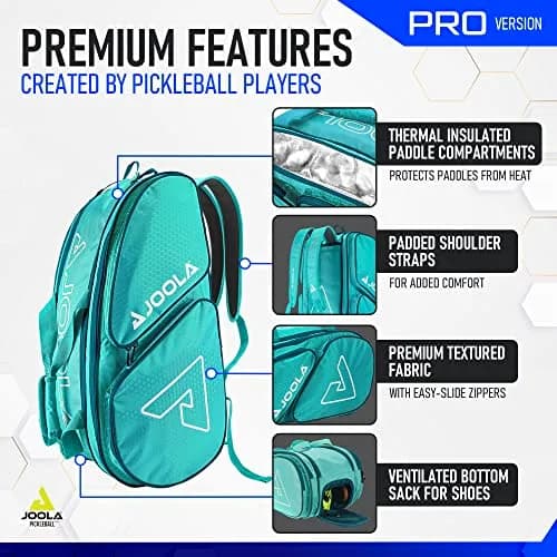 JOOLA Tour Elite Pro Pickleball Bag – Backpack & Duffle Bag for Paddles & Accessories, Thermal Insulated Pockets, Holds 4+ Paddles, Fence Hook thumbnail 5