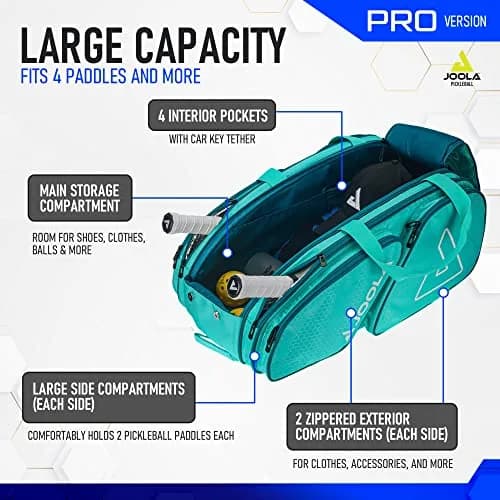 JOOLA Tour Elite Pro Pickleball Bag – Backpack & Duffle Bag for Paddles & Accessories, Thermal Insulated Pockets, Holds 4+ Paddles, Fence Hook thumbnail 2