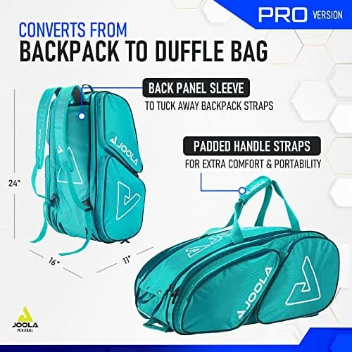 JOOLA Tour Elite Pro Pickleball Bag – Backpack & Duffle Bag for Paddles & Accessories, Thermal Insulated Pockets, Holds 4+ Paddles, Fence Hook thumbnail 3