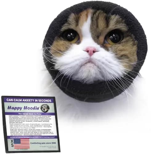 Zoni Pets Happy Hoodie Original Dog & Cat Calming Band, Black, X-Small (8 inch neck) thumbnail 1