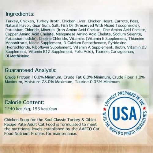 Chicken Soup for the Soul All Natural Premium Adult Wet Cat Food, Turkey & Giblet Pate, 5.5oz (Pack of 24) | Real Meat First Ingredient thumbnail 3
