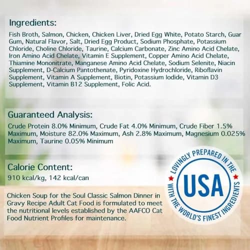 Chicken Soup for the Soul All Natural Premium Adult Wet Cat Food, Salmon Shreds, 5.5oz (Pack of 24) | Real Meat First Ingredient thumbnail 3