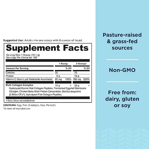 Ancient Nutrition Hydrolyzed Multi Collagen Peptides Powder Unflavored 100 Servings (35.6 oz / 1010 g) | Supports Skin, Nails, and Gut Health thumbnail 2