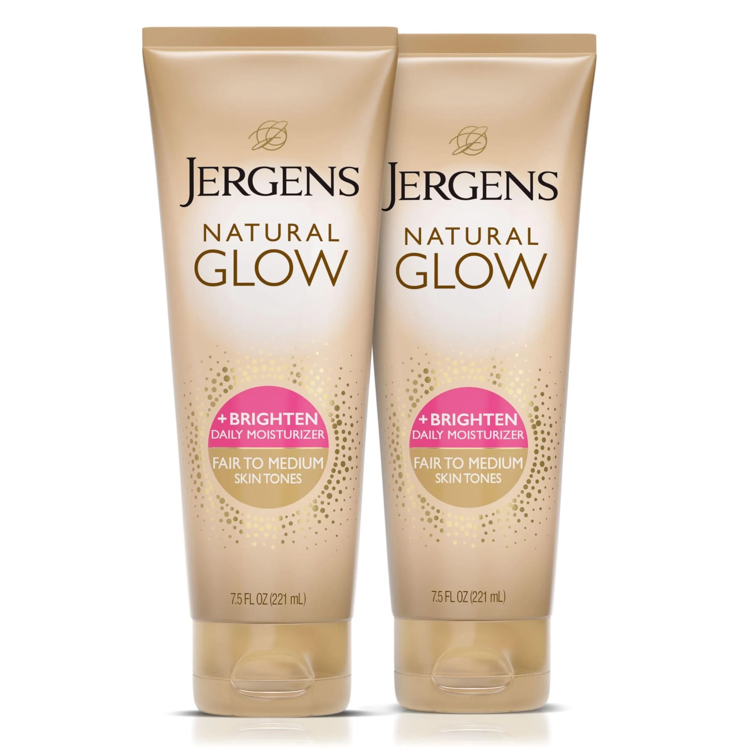Jergens Natural Glow Self Tanner Body Lotion, Fair to Medium Skin Tone, 7.5 Oz (2x 15 Fl Oz) | Gradual Tan & Daily Moisturizer - main product image