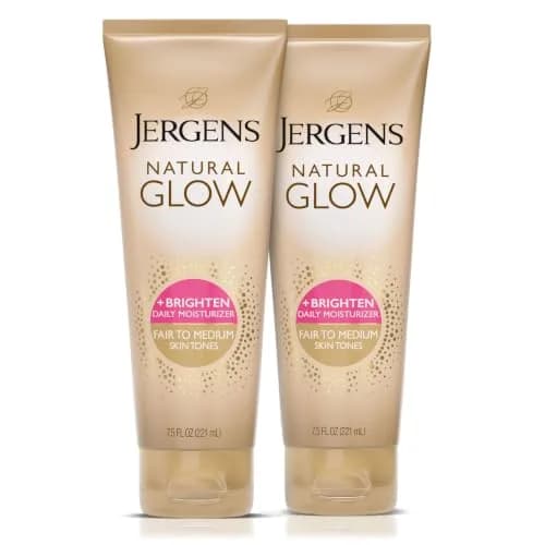 Jergens Natural Glow Self Tanner Body Lotion, Fair to Medium Skin Tone, 7.5 Oz (2x 15 Fl Oz) | Gradual Tan & Daily Moisturizer thumbnail 1