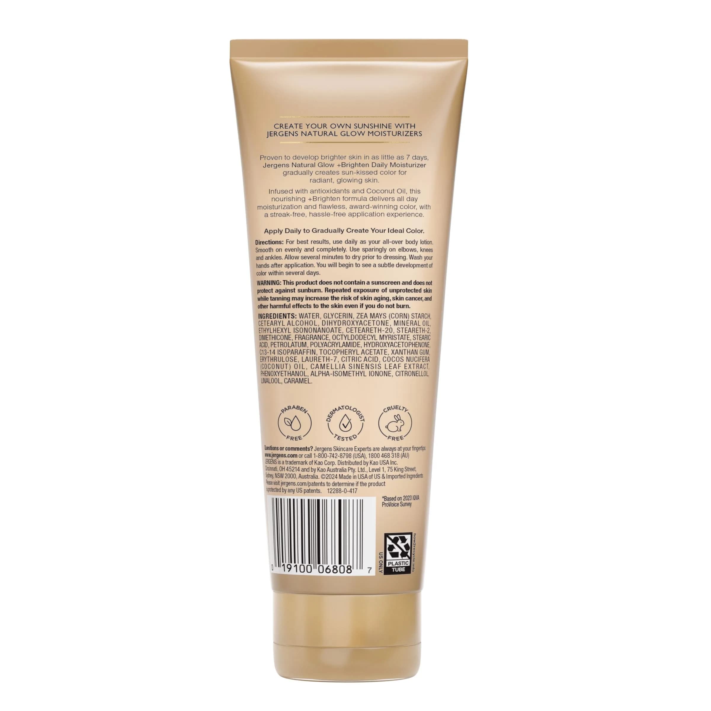 Jergens Natural Glow Self Tanner Body Lotion, Fair to Medium Skin Tone, 7.5 Oz (2x 15 Fl Oz) | Gradual Tan & Daily Moisturizer - view 9