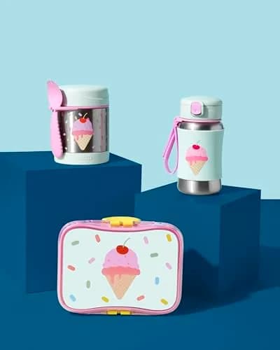 Skip Hop Toddler Sippy Cup with Straw, Sparks Stainless Steel Bottle, Ice Cream | Keeps Drinks Cool & Safe for Little Hands thumbnail 4