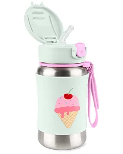 Skip Hop Toddler Sippy Cup with Straw, Sparks Stainless Steel Bottle, Ice Cream | Keeps Drinks Cool & Safe for Little Hands thumbnail 2