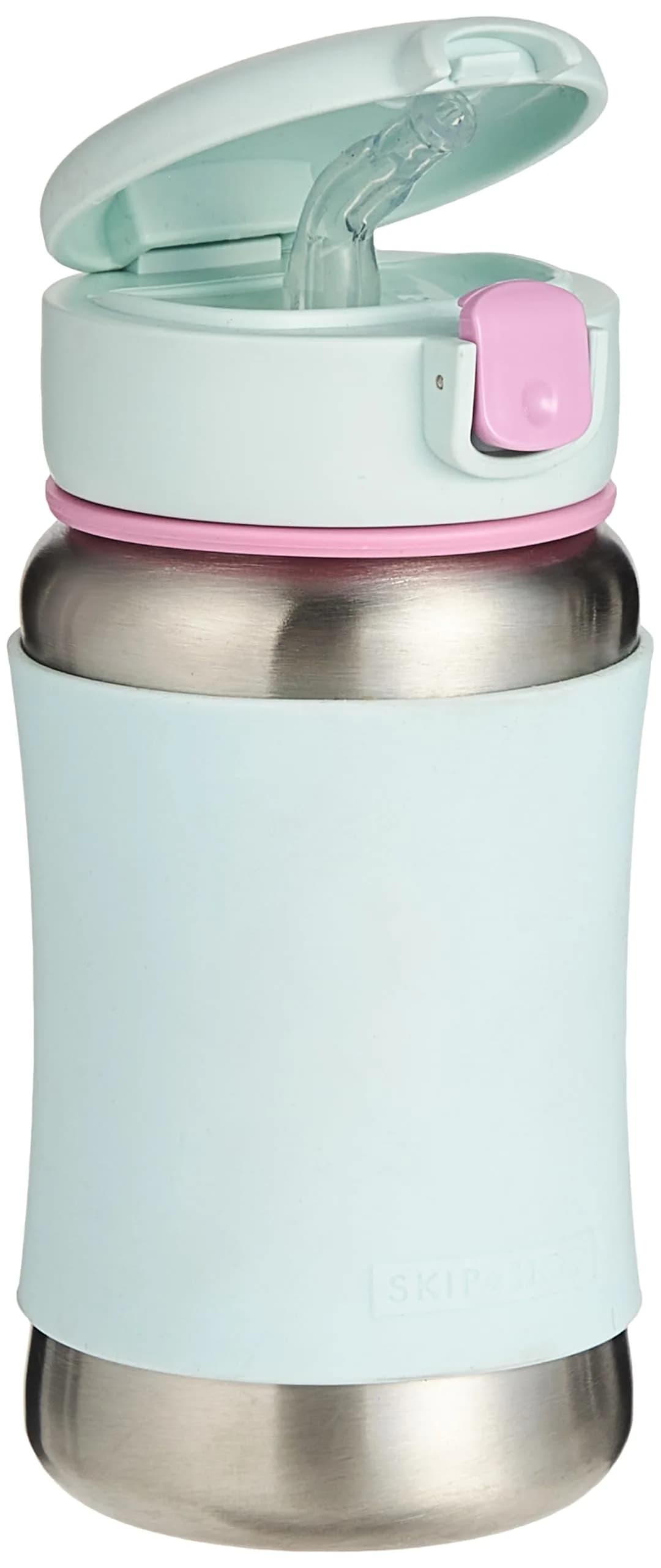 Skip Hop Zoo Stainless Steel Straw Bottle Butterfly 350ml (12 oz) | Spill-Proof Toddler Cup with Grab Strap - view 3