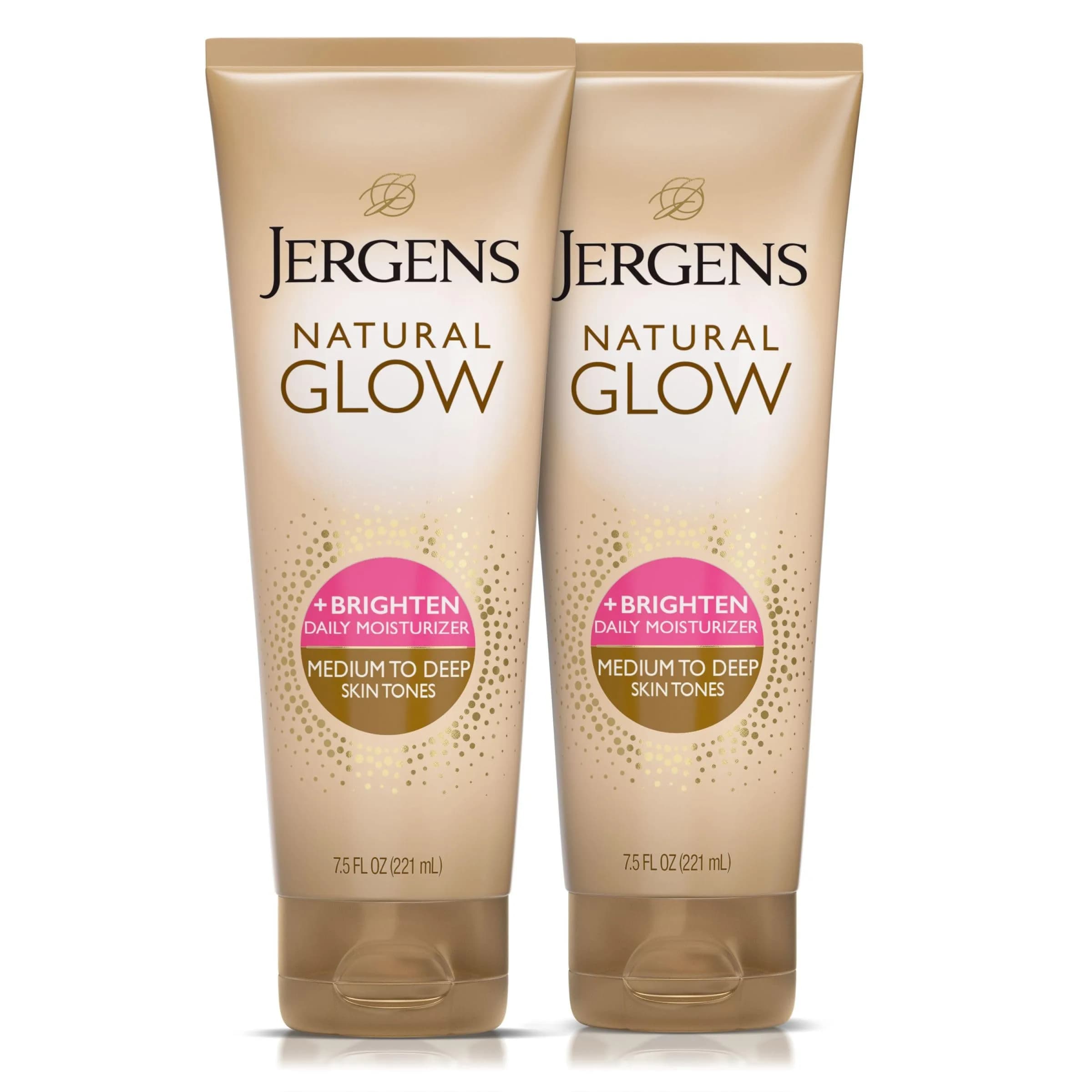 Jergens Natural Glow Self Tanner Body Lotion Medium to Deep Skin Tone 15 Fl Oz (7.5 Fl Oz Pack of 2) | Gradual Color Build - main product image