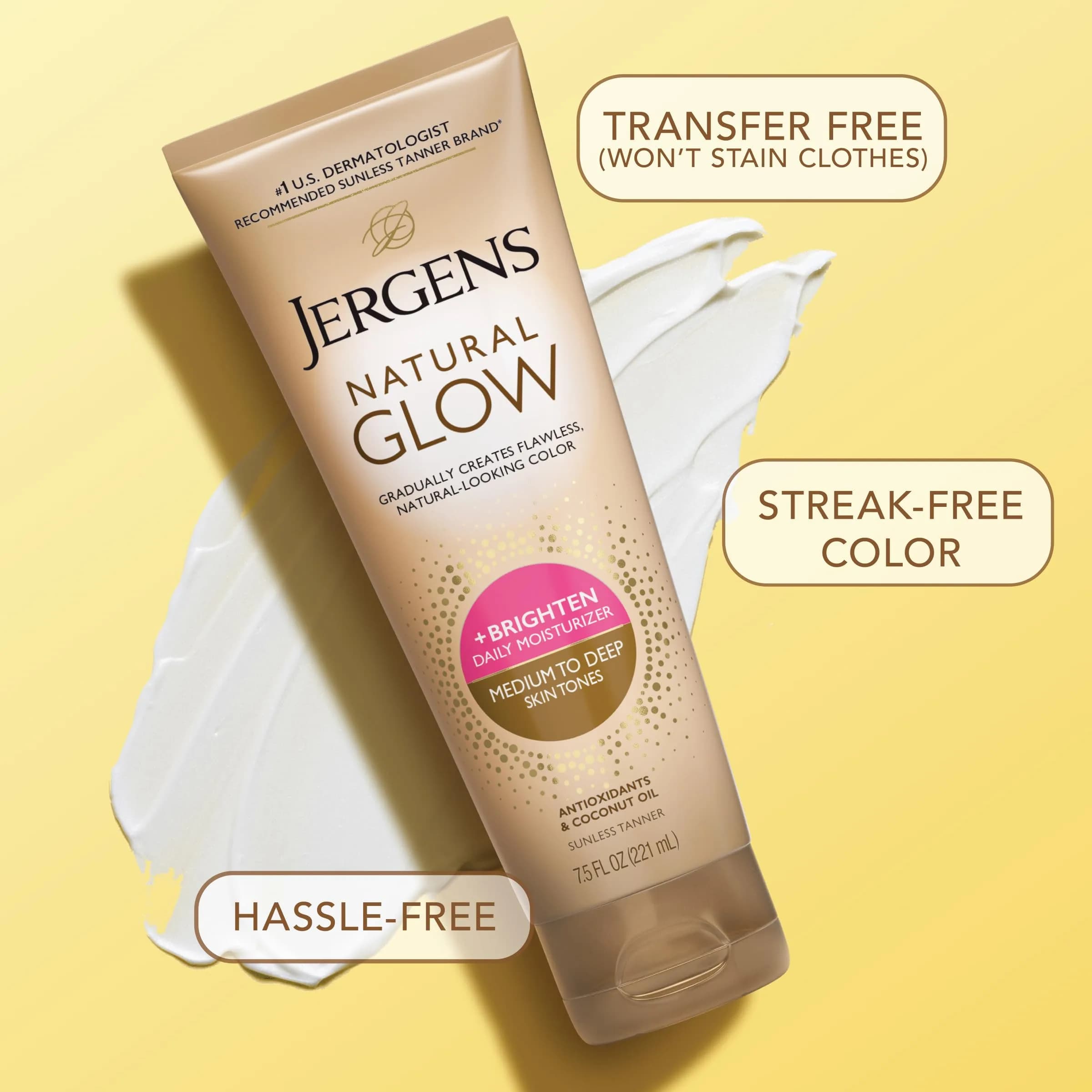 Jergens Natural Glow Self Tanner Body Lotion Medium to Deep Skin Tone 15 Fl Oz (7.5 Fl Oz Pack of 2) | Gradual Color Build - view 6