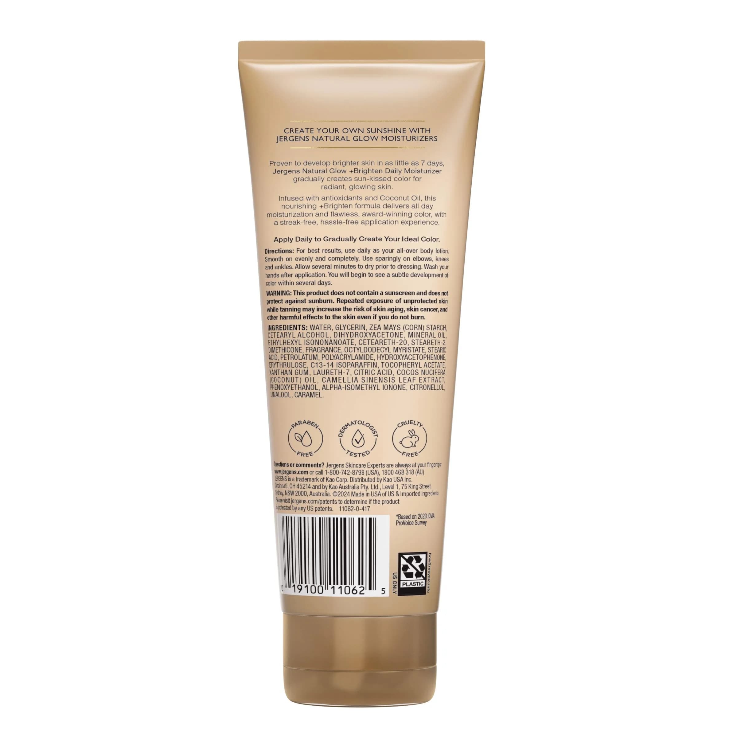Jergens Natural Glow Self Tanner Body Lotion Medium to Deep Skin Tone 15 Fl Oz (7.5 Fl Oz Pack of 2) | Gradual Color Build - view 9