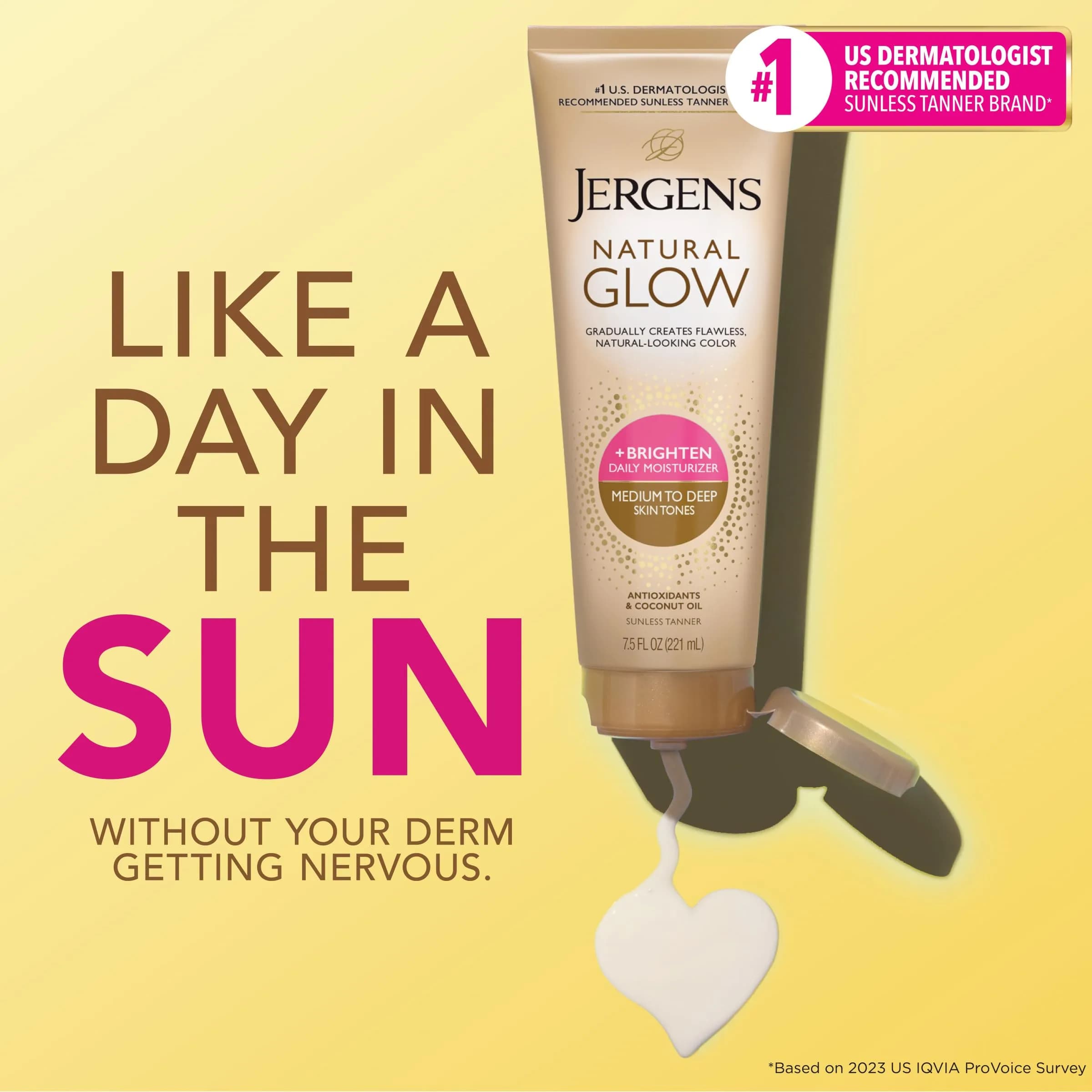 Jergens Natural Glow Self Tanner Body Lotion Medium to Deep Skin Tone 15 Fl Oz (7.5 Fl Oz Pack of 2) | Gradual Color Build - view 2