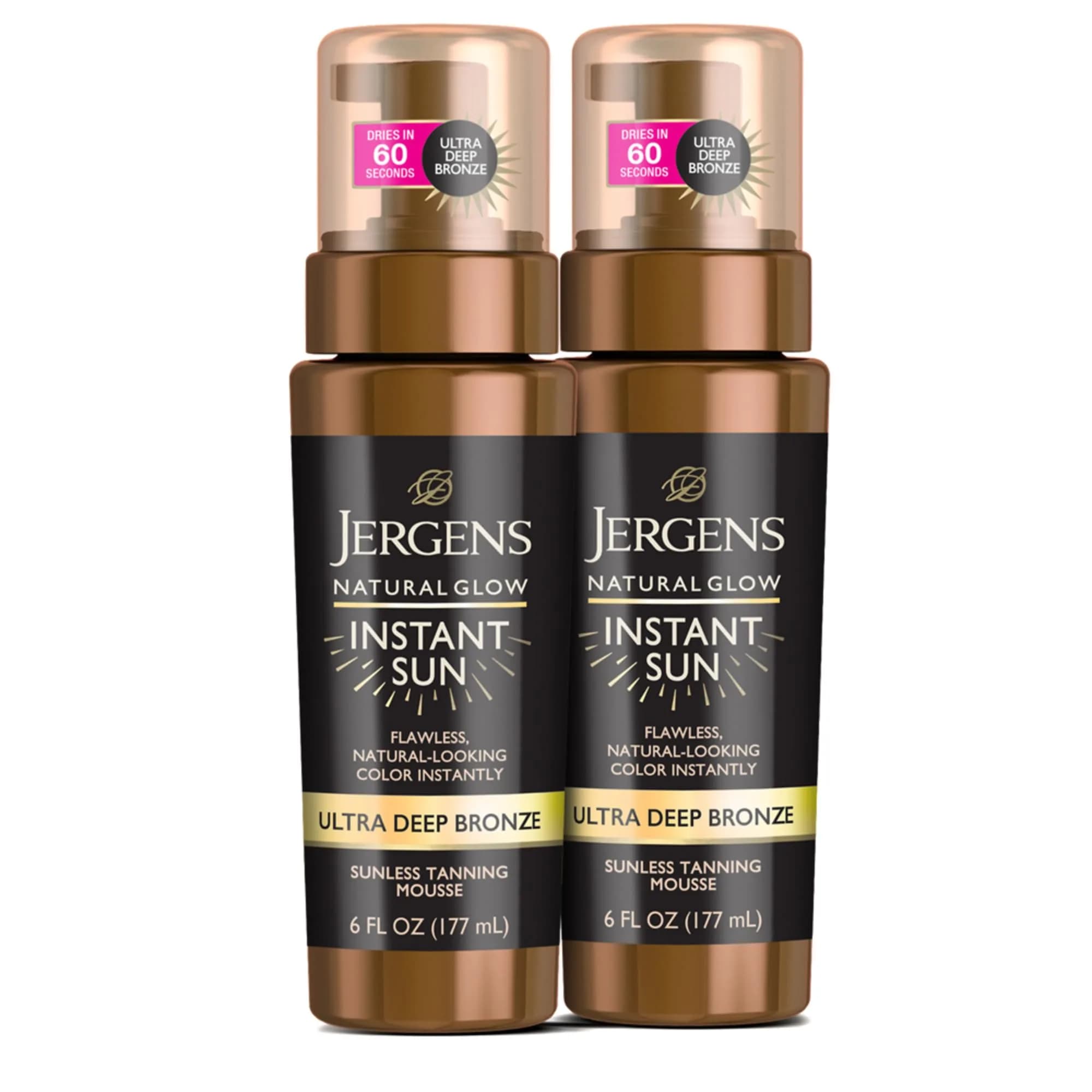 Jergens Natural Glow Instant Sun Body Mousse, Ultra Deep Bronze, 360ml (12 Fl Oz) | Streak-Free Tan - main product image
