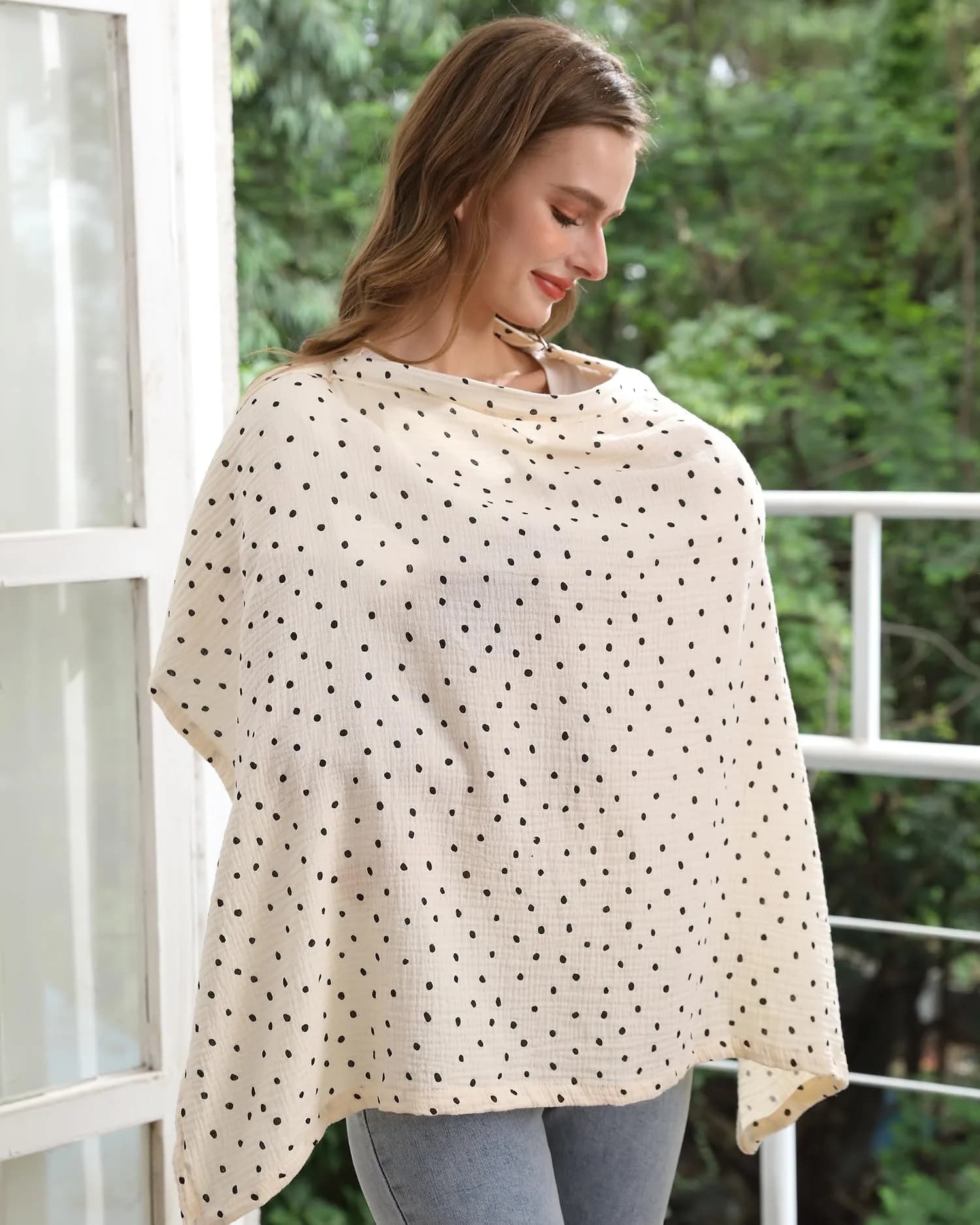 Zdolmy Whales Muslin Nursing Cover for Breastfeeding - 100cm x 70cm | Breathable 100% Cotton with Hoop - view 2