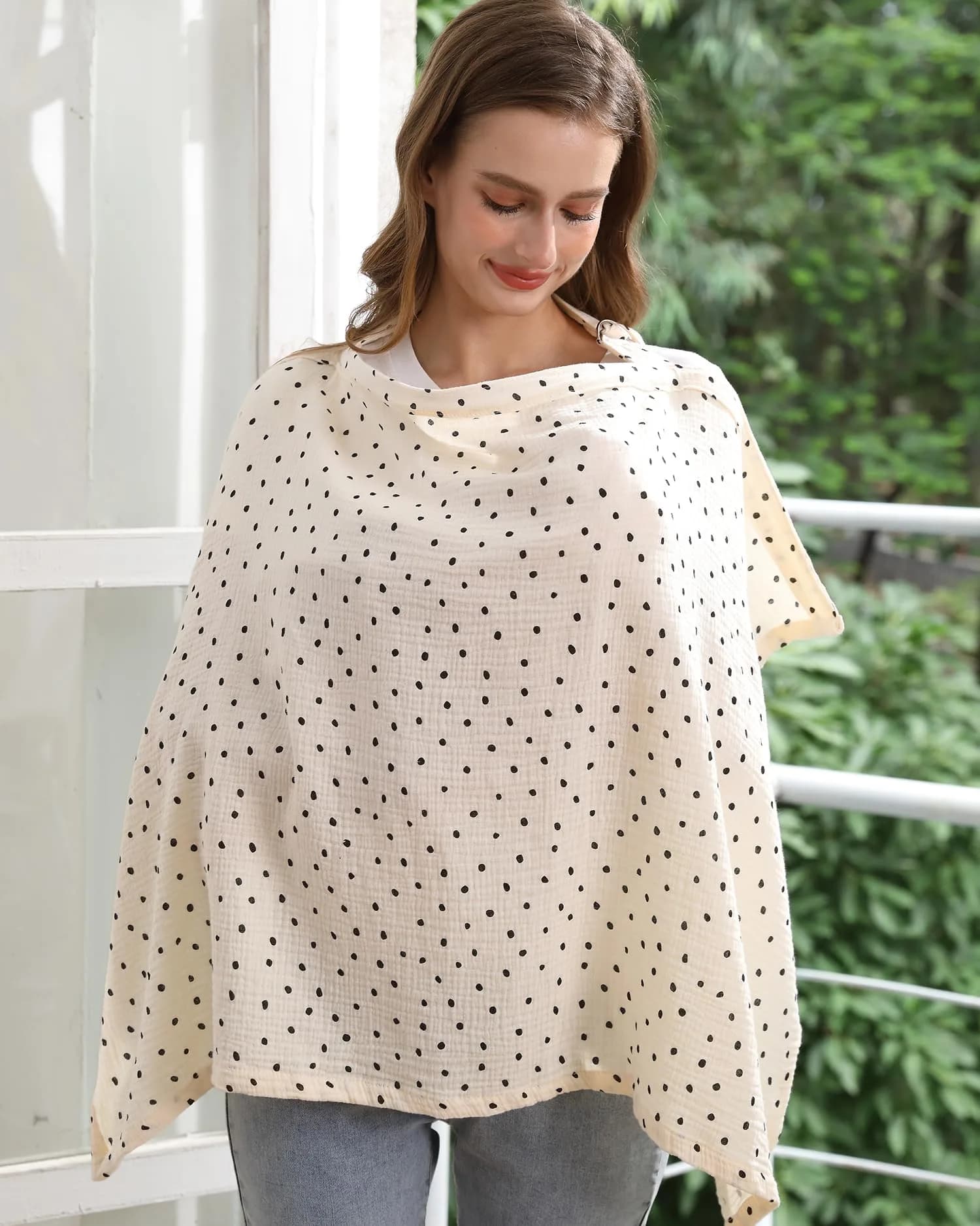 Zdolmy Whales Muslin Nursing Cover for Breastfeeding - 100cm x 70cm | Breathable 100% Cotton with Hoop - view 3