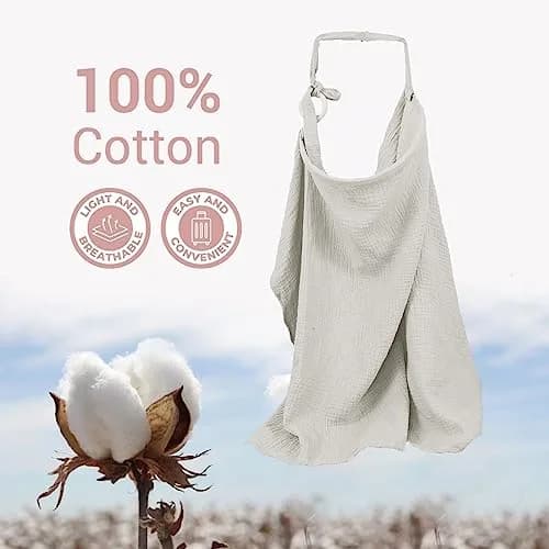 Zdolmy Muslin Nursing Cover for Breastfeeding 100cm x 70cm | Breathable 100% Cotton with Rigid Hoop thumbnail 6