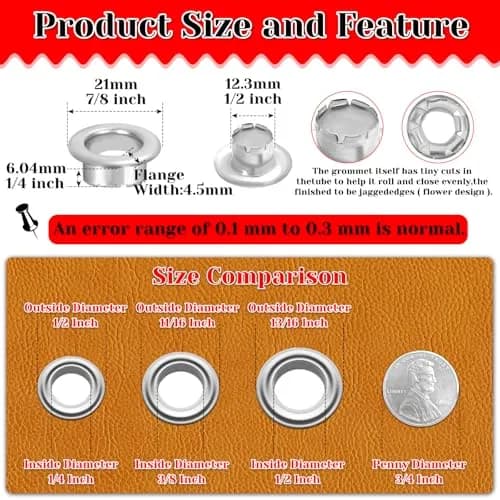 PAXCOO Grommet Tool Kit 1/2 Inch | Light Duty Eyelet Kit for Leather & Crafts thumbnail 2
