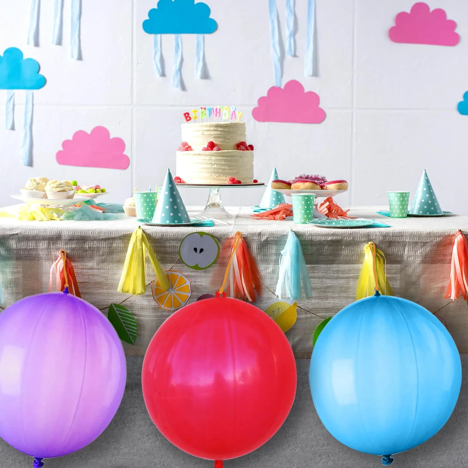 LEEZZIZZ 41Pcs Thickened Neon Punch Balloons with Rubber Band Handles - view 4