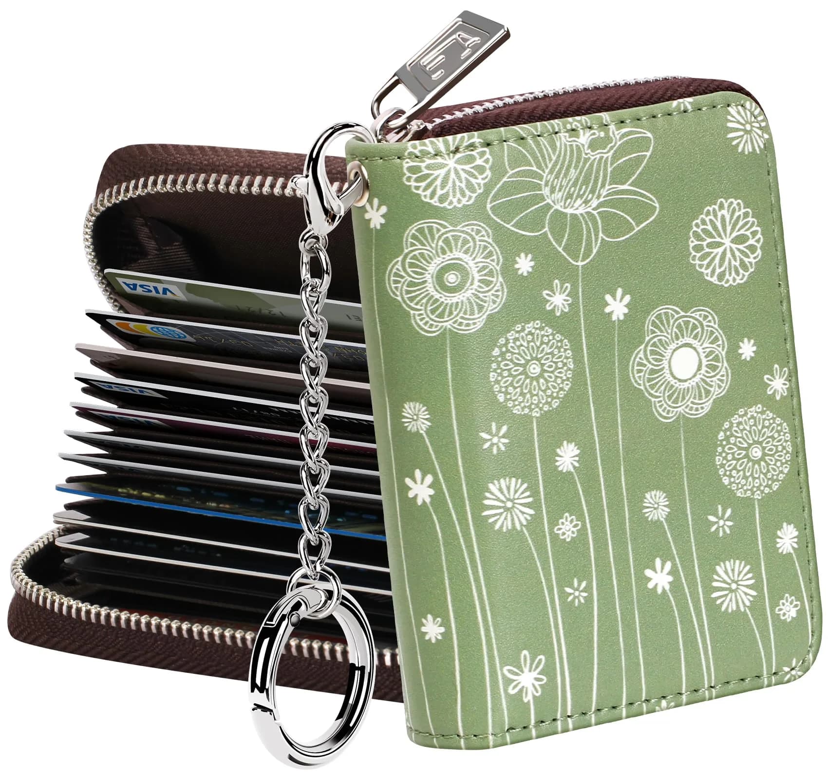 FurArt RFID Blocking Zipper Card Holder Wallet with Keychain Dandelion 11.5cm (4.5in) - main product image