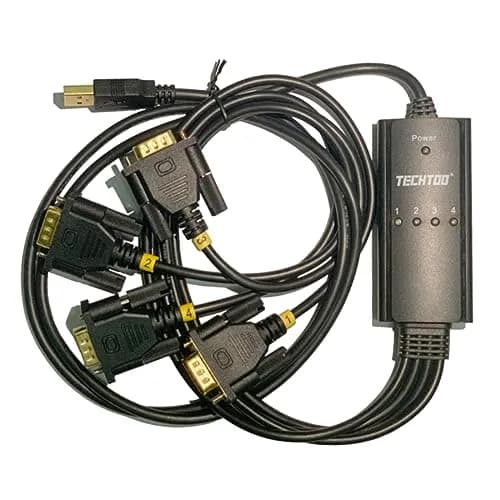 TECHTOO 4-Port USB to RS232 DB9 Serial Adapter Cable 1.5m (4.92ft) | Prolific Chipset thumbnail 1