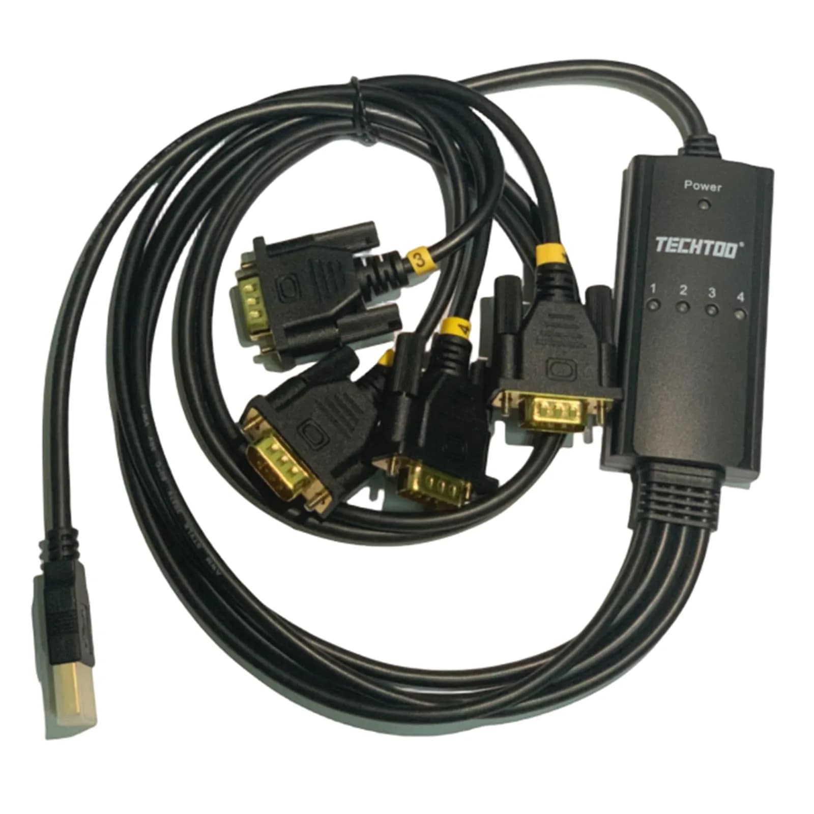TECHTOO 4-Port RS232 DB9 Serial Adapter Cable with Prolific Chip and Thumbscrews - view 2