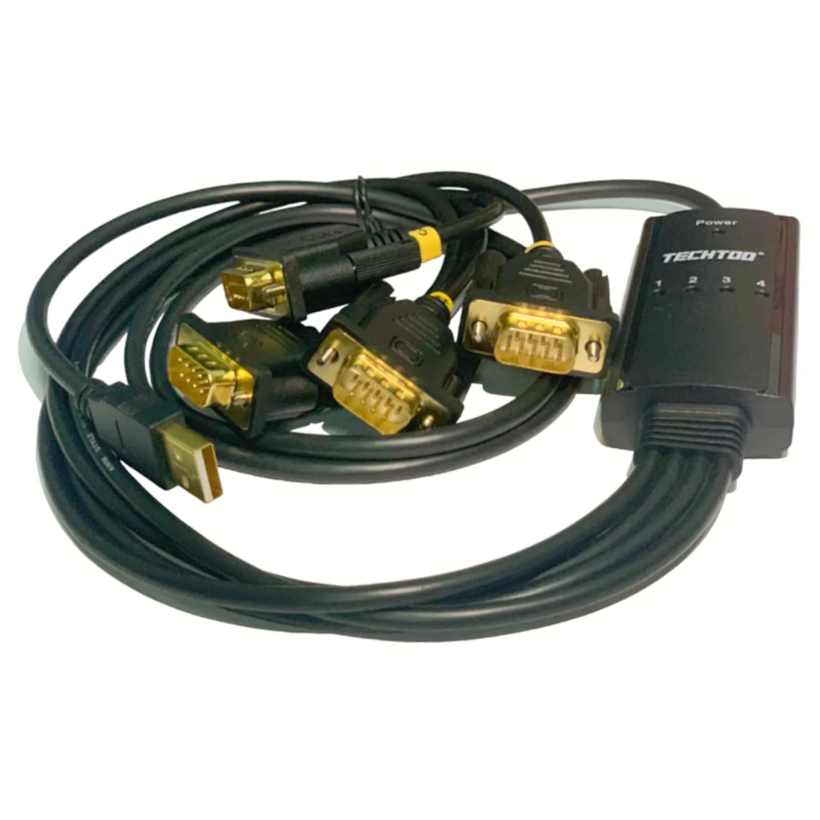 TECHTOO 4-Port RS232 DB9 Serial Adapter Cable with Prolific Chip and Thumbscrews - view 3
