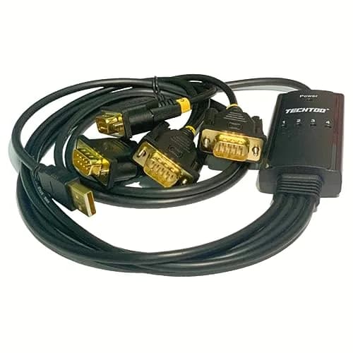 TECHTOO 4-Port USB to RS232 DB9 Serial Adapter Cable 1.5m (4.92ft) | Prolific Chipset thumbnail 3