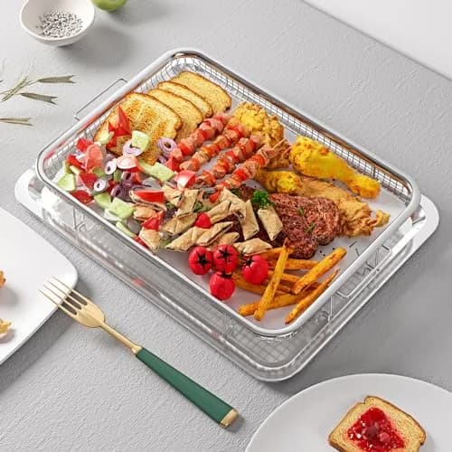 OPENICE Oven Air Fryer Basket and Tray Set 39.9cm x 29.5cm (15.7" x 11.6") | Stainless Steel Non-Stick Crisper Cooker thumbnail 6