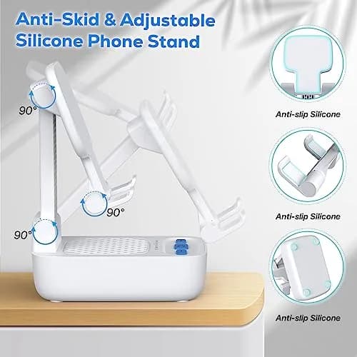 comiso Portable Bluetooth Speaker with Phone Stand, HD Stereo, Adjustable, White | 5W HD Surround Sound Speaker thumbnail 2