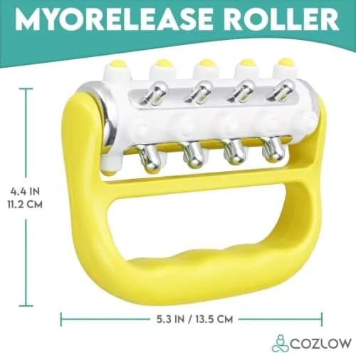 COZLOW MyoRelease Lymphatic Drainage Massager Yellow Handheld Massage Roller | Targets Soreness & Tension thumbnail 7