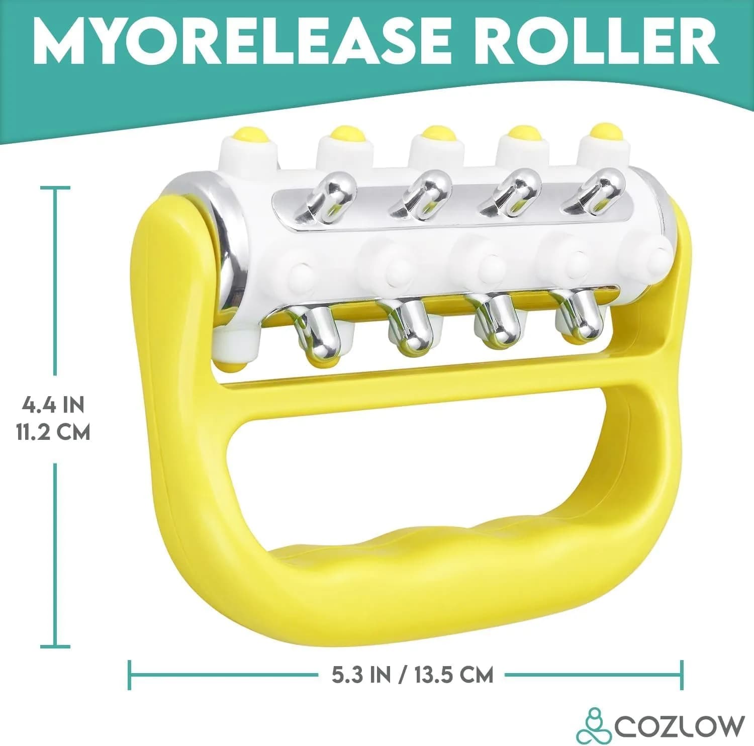 COZLOW MyoRelease Lymphatic Drainage Massager Yellow Handheld Massage Roller | Targets Soreness & Tension - view 7