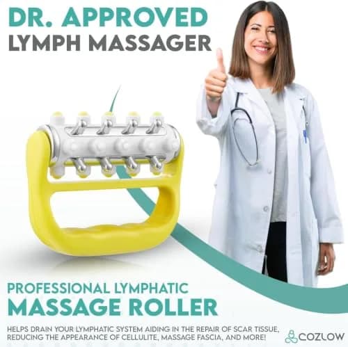 COZLOW MyoRelease Lymphatic Drainage Massager Yellow Handheld Massage Roller | Targets Soreness & Tension thumbnail 3