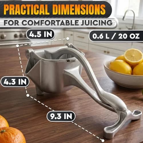 LEGLO Manual Citrus Juicer Squeezer 600ml (20 oz) Aluminum Bowl with Pour Spout | Easy Leverage for Lemons, Limes, Oranges thumbnail 2