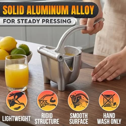 LEGLO Manual Citrus Juicer Squeezer 600ml (20 oz) Aluminum Bowl with Pour Spout | Easy Leverage for Lemons, Limes, Oranges thumbnail 3