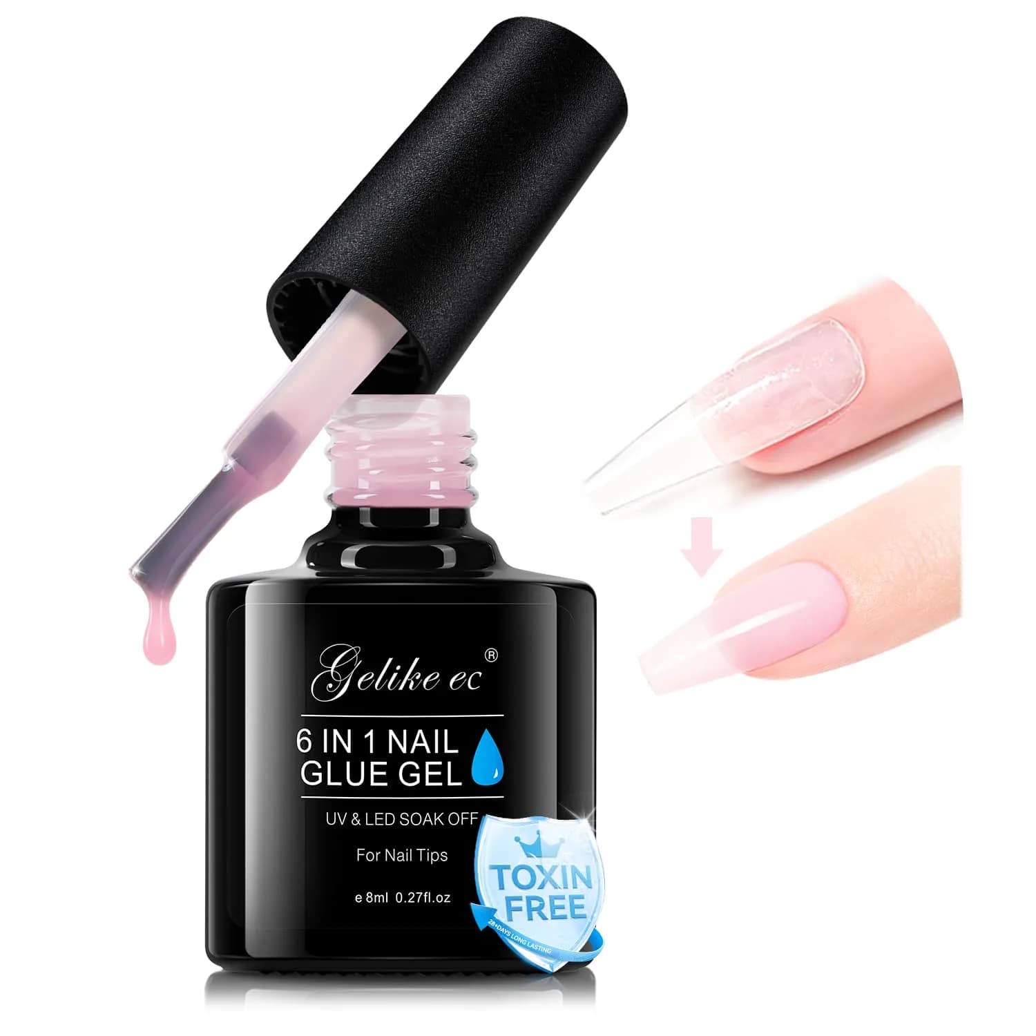 gelike ec Jelly Nail Glue Gel: Sheer Blush Pink Rubber Base for Natural Nails, 8ml (0.27 Fl Oz) | 6-in-1 Builder & Base Coat - main product image