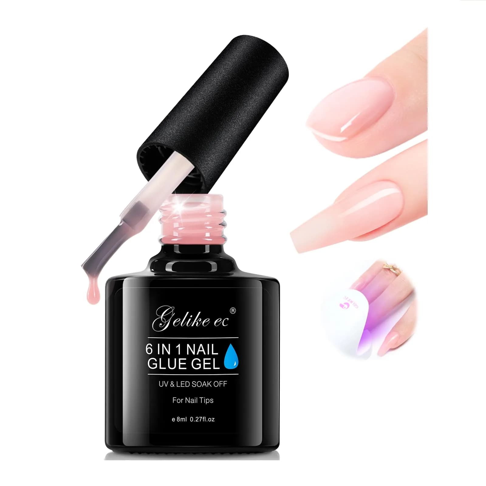 gelike ec 6-in-1 Jelly Builder Gel Nail Glue Nude Pink 60ml (2 Fl Oz) | Apex Building & Short Extension with UV/LED Cure — 3 - Nude
