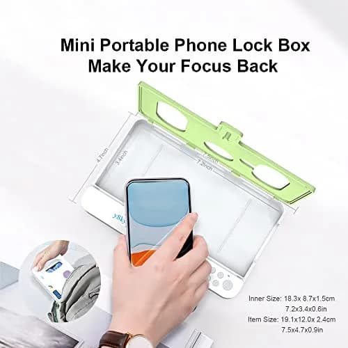 ySky Portable Phone Lock Box with Timer Green | Internal Size 18.3 x 8.7 x 1.5cm (7.2 x 3.4 x 0.59inch) thumbnail 6
