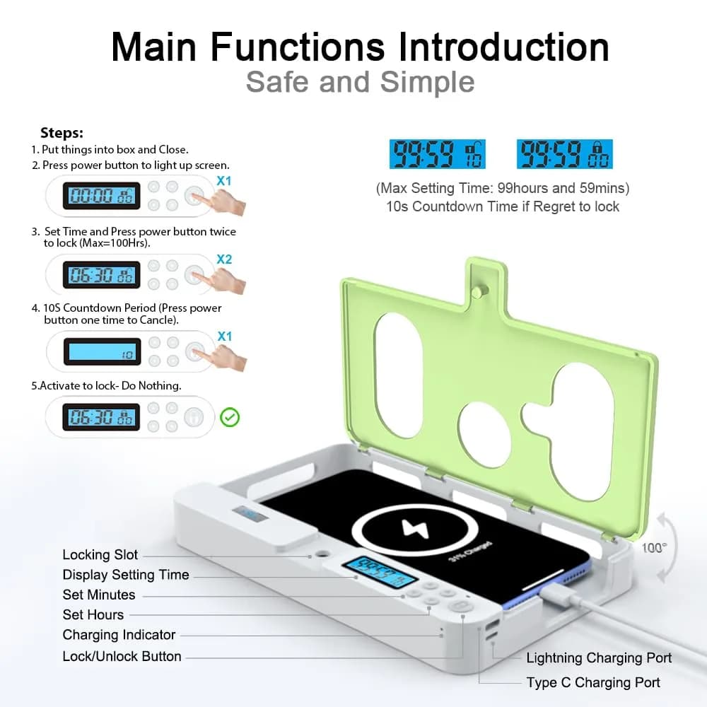 ySky Phone Lock Box with Timer, Crystal, 19.1cm (7.5in) | Limits Smartphone Access - view 3