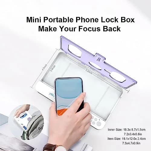 ySky Portable Phone Lock Box with Timer, Purple | 18.3cm (7.2in) Internal Size thumbnail 6
