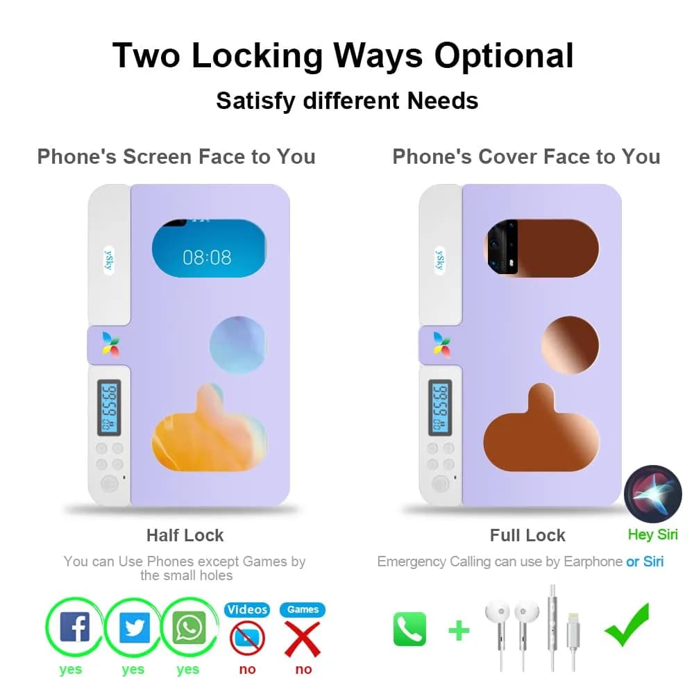 ySky Phone Lock Box with Timer - Purple, 7-inch | Limit Smartphone Access & Boost Focus - view 2