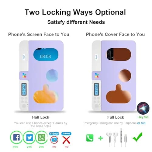 ySky Portable Phone Lock Box with Timer, Purple | 18.3cm (7.2in) Internal Size thumbnail 2