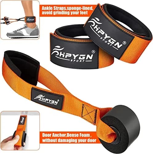 HPYGN Heavy Resistance Bands Set with Handles & Ankle Straps | 360LBS Max Resistance, 6 Levels, Orange thumbnail 4
