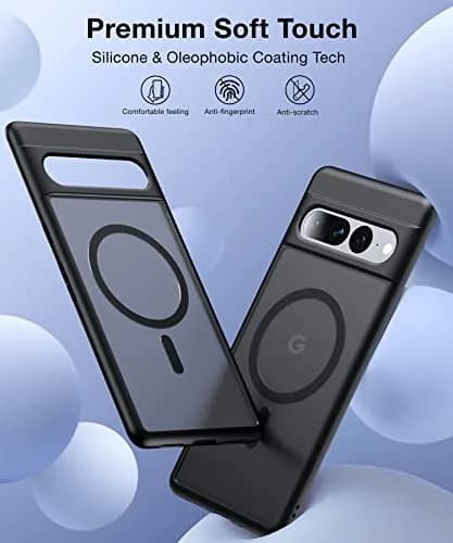 FNDMIL Magnetic Case for Google Pixel 7 Pro with MagSafe | Matte Black Translucent Hard Back & Soft TPU Frame thumbnail 2