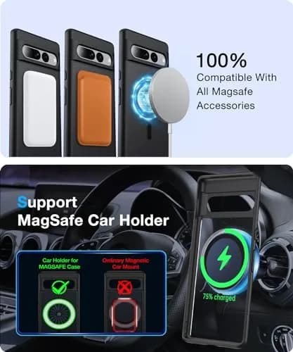 FNDMIL Magnetic Case for Google Pixel 7 Pro with MagSafe | Matte Black Translucent Hard Back & Soft TPU Frame thumbnail 3